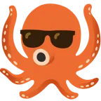 lächelndes Gesicht mit Sonnenbrille + Oktopus