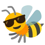 lächelndes Gesicht mit Sonnenbrille + Biene