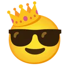 cara sonriendo con gafas de sol + corona