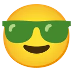 lächelndes Gesicht mit Sonnenbrille + grünes Herz