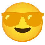 lächelndes Gesicht mit Sonnenbrille + gelbes Herz