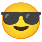 lächelndes Gesicht mit Sonnenbrille + schwarzes Herz