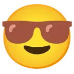 lächelndes Gesicht mit Sonnenbrille + braunes Herz