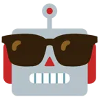 lächelndes Gesicht mit Sonnenbrille + Roboter