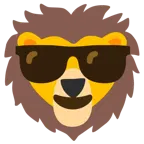 lächelndes Gesicht mit Sonnenbrille + Löwe
