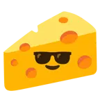 lächelndes Gesicht mit Sonnenbrille + Käsestück