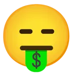 ifadesiz yüz + para ağızlı yüz