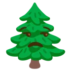 unamused face + evergreen tree