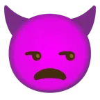 unamused face + angry face with horns