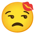 unamused face + kiss mark