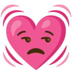 unamused face + beating heart
