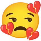 unamused face + broken heart