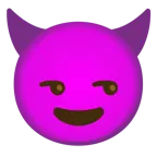 unamused face + smiling face with horns