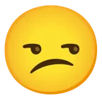 unamused face + confused face