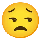 unamused face + worried face