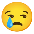 unamused face + crying face