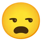 unamused face + frowning face with open mouth
