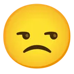 unamused face + slightly frowning face