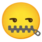 unamused face + zipper-mouth face