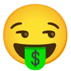 unamused face + money-mouth face