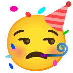 unamused face + partying face