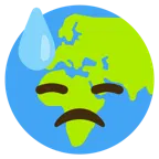 downcast face with sweat + globe showing Europe-Africa