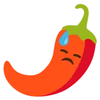 downcast face with sweat + hot pepper