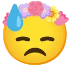 downcast face with sweat + tulip