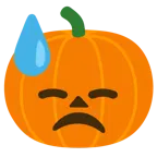 downcast face with sweat + jack-o-lantern