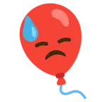 downcast face with sweat + balloon