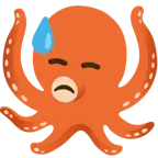downcast face with sweat + octopus