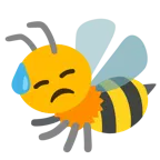 downcast face with sweat + honeybee