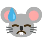 downcast face with sweat + mouse face