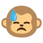 downcast face with sweat + monkey face