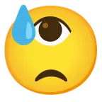 downcast face with sweat + eye
