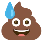 downcast face with sweat + pile of poo