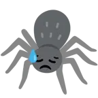 downcast face with sweat + spider
