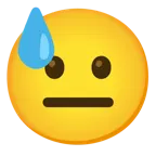 downcast face with sweat + neutral face