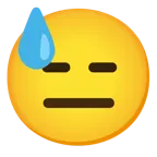downcast face with sweat + expressionless face