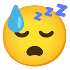 downcast face with sweat + sleeping face