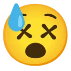 downcast face with sweat + face with crossed-out eyes