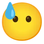downcast face with sweat + face without mouth
