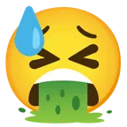 downcast face with sweat + face vomiting