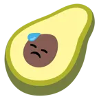 downcast face with sweat + avocado