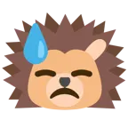 downcast face with sweat + hedgehog