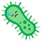 downcast face with sweat + microbe