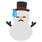 downcast face with sweat + snowman without snow