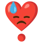 downcast face with sweat + heart exclamation