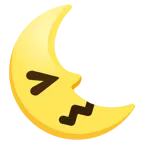 cara de frustración + luna de cuarto menguante con cara