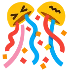 cara de frustración + bola de confeti